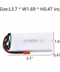7.4V 2800mAh LiPo Battery 8C Rechargeable With USB Charger For Radiolink RC8X 8CH, dimensions labeled 3.7 x 1.69 x 0.47 inches