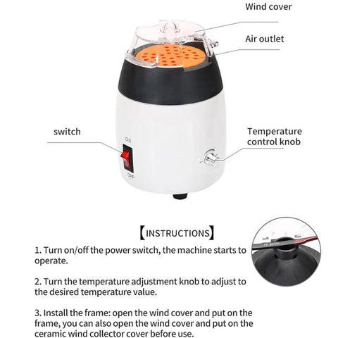 Heavy Duty Eyeglass Frame Warmer Hot Air Heater For Spectacles With Adjustable Temperature 75 To 150 Celsius with controls and wind cover.