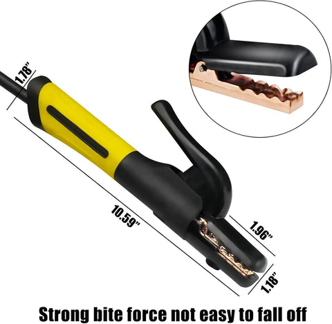 Heavy Duty 600A Electrode Holder Kit With Cable And Ground Clamp For Arc Welding Stinger With Dinse 10-25 And 35-50 Plugs