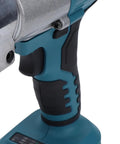 Eminchu Cordless Electric Metal Shears With 360 Rotating Head And Variable Speed Control, close-up view on grip and cutting edge.