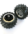 4Pcs RC Car Wheels And Tires Set Built For Tough RC Short Course Trucks With 5.5 Cm Diameter And 2.8 Cm Wide Rubber Tires 0.29 Cm Axle Hole Fits 3 Mm Axle Easy To Install Replacement, featuring durable rubber tread on a white background