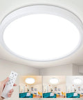 Dimmable LED Flush Mount Ceiling Light With Remote Control Dope Color Changing 3000K-6000K, 8.7 Inch White Fixture