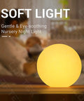 8 Inch LED Night Light Ball With Remote, glowing in a nursery setting, perfect for soothing light and ambiance.