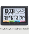 Front view of Four Zone Wireless Indoor Outdoor Weather Station with Digital Atomic Clock and Temperature Humidity Monitor