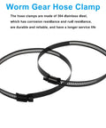 Two Pack 6 Inch Worm Gear Hose Clamps Adjustable 130 To 152 mm Range Black 304 Stainless Steel Duct Clamps For Automotive Fuel Line And Mechanical Projects