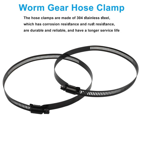 Two Pack 6 Inch Worm Gear Hose Clamps Adjustable 130 To 152 mm Range Black 304 Stainless Steel Duct Clamps For Automotive Fuel Line And Mechanical Projects