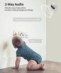 1080P Indoor Baby Cam With Audio And Night Vision Nanny And Pet Surveillance Camera monitoring crawling baby near socket