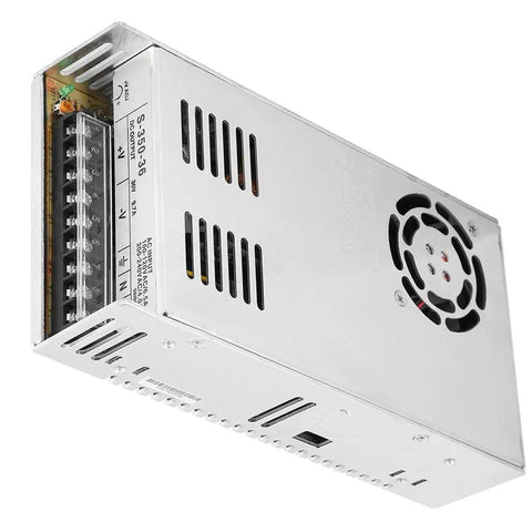 Industrial Grade 36V 350W 10A Power Supply For PLC Control And Security Monitoring Ready To Plug In With Overload Protection And Rock Solid Output With Rugged Build For Harsh Environments And Reliable Operation In Industrial Settings, metal vented housing