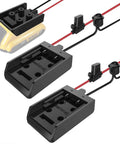 Secure Battery Adapter With Fuse And Switch For 20V Lithium Batteries, dual pack connectors showing angled view