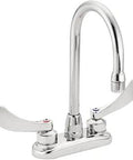 Heavy Duty 4 Inch Centerset Bar And Pantry Faucet With Smooth Wrist Blade Handles Five And A Quarter Inch Spout Reach 2.2 GPM Chrome Finish