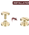 Installation view of Heavy Duty Brass Chicago Screws 30 Pack Flat Head Binding Posts For Leather Crafting and Belt Straps.
