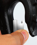 Close-up of Black Beefy Heavy Duty Forged Steel Clevis Slip Hook For Winch Cables And Ropes Five Sixteenth Inch Extreme Hook