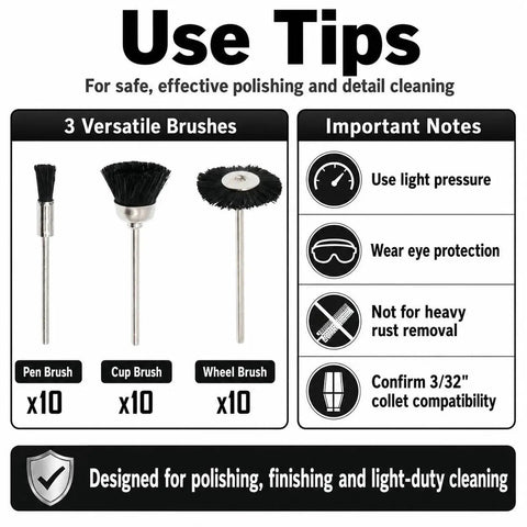 Hella Versatile Soft Nylon Bristle Cup Brushes For Metal Polish And Cleaning With Zero Hassle Rotary Drill Bits and compact 2.35mm shank.