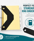 Slick Triangular Binder Sheet Lifters For Three Ring Binders placed in a binder, designed for standard 11x8.5 inch paper.