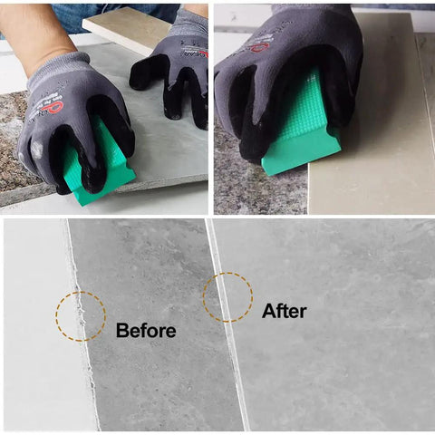 Electroplated Diamond Hand Polishing Pads Foam Back 6-Piece Set showing use and before-after results on stone surface.