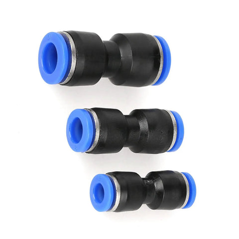 Super Easy Straight Push Connector Kit with 30 Pcs Of Durable Pneumatic Tube Fittings For Air Lines In Sizes 1 4 5 16 And 3 8 Inch Perfect For Fast Hookups On Systems Working Between 32 To 140 Degree F, black straight push fittings
