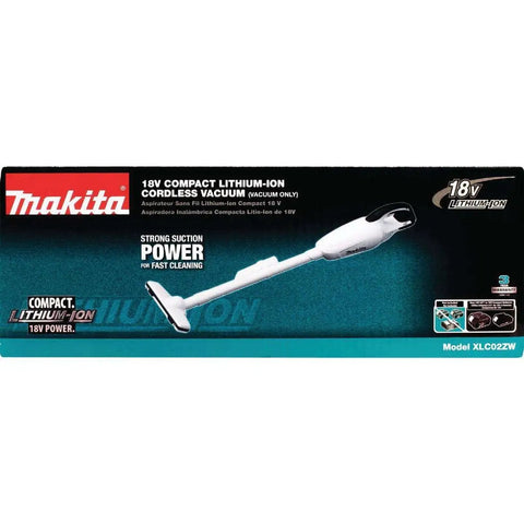 Go-To Compact 18V LXT Cordless Vacuum Tool Only White packaging with nozzle for easy maneuvering and strong suction shown on box