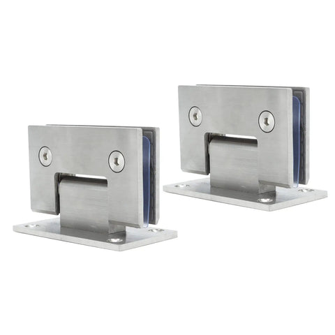 Beefy 90 Degree Glass Door Hinges For Frameless Showers, heavy-duty stainless steel bathroom gate clamps, side view