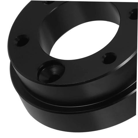 Close-up of Racing Car Steering Wheel Adapter Plate, black durable steel construction with mounting holes for easy install.