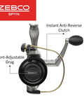 Spyn Spinning Fishing Reel Size 20 With Aluminum Spool And Titanium Nitride Bail Wire, 5.3 To 1 Gear, Pre Spooled