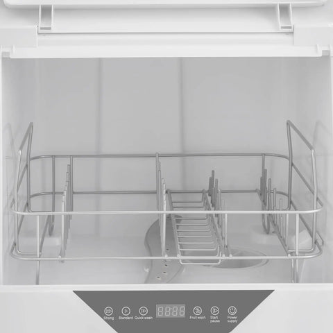 Interior view of Compact Countertop Mini Dishwasher With Four Washing Modes And Heavy Duty Rust Proof Rack.