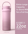 Portable 22oz Breastmilk Cooler Bag Keeps Your Stash Chill For Over 24 Hours On The Go Ideal For Summer Adventures And Baby Travel Essentials Leak Proof Insulated Design Preserves Nutrients Daily, extra-large capacity pink bottle.