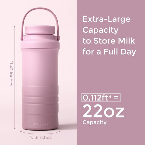 Portable 22oz Breastmilk Cooler Bag Keeps Your Stash Chill For Over 24 Hours On The Go Ideal For Summer Adventures And Baby Travel Essentials Leak Proof Insulated Design Preserves Nutrients Daily, extra-large capacity pink bottle.