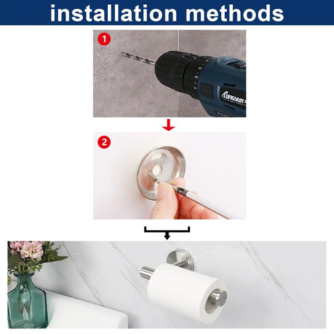 Rustproof Stainless Steel Toilet Paper Holder Wall Mount 6 Inch Roll Holder For Bathroom And Kitchen 2 Pack installation