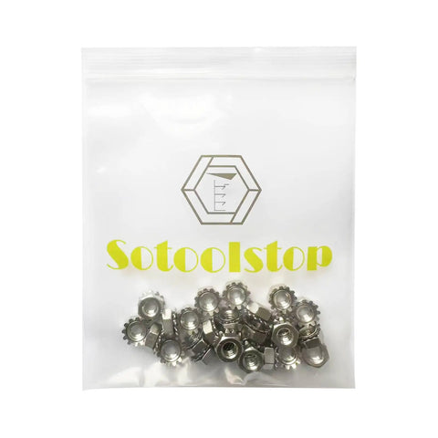 10-32 Keps Lock Nut In Stainless Steel 18-8 304 Grade Pack Of 50 in clear packaging