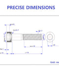 Dead Nuts Reliable M10 X 110mm Hex Socket Head Cap Screws Bolt Kit With 10 Pack A2-70 stainless steel dimensions illustration.