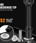 Heavy Duty Six Inch Security Torx Bit Set Twelve Piece S2 Steel Magnetic Star Bits showing CNC machined tip and screws.