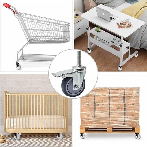 Heavy Hitter Industrial Swivel Casters With M16 Threaded Stem And Zero Hassle Dual Brake System used on various carts and furniture.