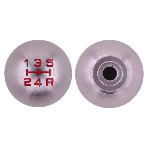 Aluminum Round Ball 5 Speed Manual Gear Shift Knob With M10 Thread One Point Five Adapter Nuts Slick Install Plug And Play Upgrade For Honda Civic Accord Integra RSX NSX S2000 CRX Prelude Fit, two views
