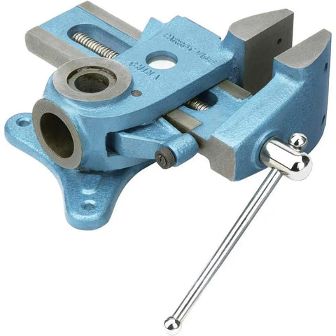 Parrot Vise D3125 Heavy Duty Tabletop Vise For Woodworking Precise Locking With Quick Release Benchtop Mount Blue Metallic Finish Built For DIY Projects Crafting Sessions And Small Woodworking Tasks, blue metal tabletop vise with handle