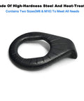 Four Piece Bicycle Hub Safety Washer Set M8 And M10 For Front And Rear Wheels Retaining Clip Hook MTB Mountain Road Bike Accessory Black Steel Heat Treated, focusing on black M8 washer detail.