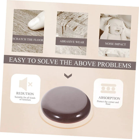Round self adhesive glide pad, brown plastic, 50mm, protects floors, aids in moving heavy furniture quietly.