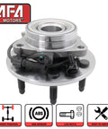Front Wheel Bearing And Hub Assembly 515036 Direct Fit Fits Cadillac Escalade Silverado Avalanche 1500 Express Tahoe Suburban GMC Savana Yukon Sierra With ABS Two Pack visible with ABS sensor and bolt details.