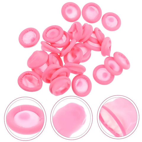 Pack Of One Hundred Chill Finger Sleeves For Guys Who Crush Hand Sewing Darts And Grindy Gaming Matches Breathable Protective Covers in pink