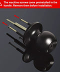 Keyed Entry Door Knob Set Heavy Duty Matte Black All Metal Lock with preinstalled screws and ball design exterior ready.