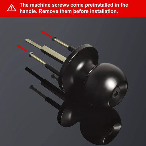 Keyed Entry Door Knob Set Heavy Duty Matte Black All Metal Lock with preinstalled screws and ball design exterior ready.