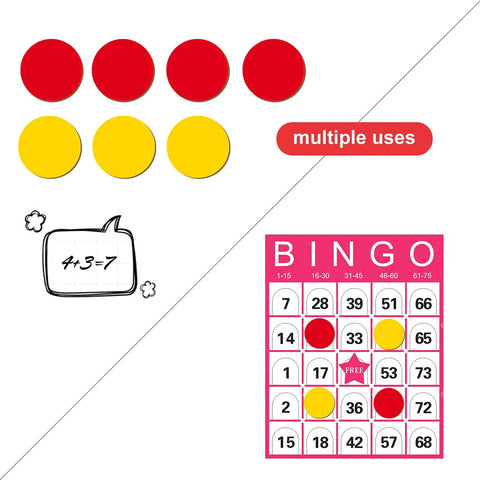 Round Math Counters Set, Durable Plastic Counting Chips In Yellow And Red, 200 Pieces for hands-on classroom math practice