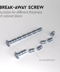 Break-away screw for 10 Pack 3 Inch Hole Center Solid Black Cabinet Handles, suitable for different cabinet door thicknesses.