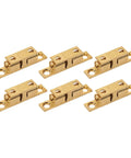 Six Double Ball Brass Bead Snap Lock Cabinet Door Catch With Adjustable Tension And Gold Screws for Cabinets Closets And Drawers 70mm