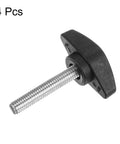 Tee Wing Knob Thumb Screws M6 x 35mm Black Plastic Hand Clamping Knobs Grip Tight For Equipment And DIY Projects 4 Pack Easy Hand Turned Fasteners For Secure Adjustments, 4 Pcs