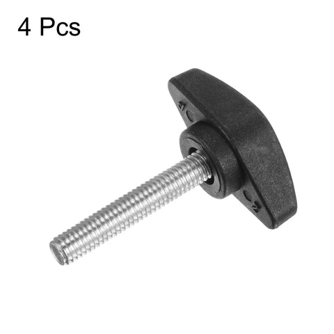 Tee Wing Knob Thumb Screws M6 x 35mm Black Plastic Hand Clamping Knobs Grip Tight For Equipment And DIY Projects 4 Pack Easy Hand Turned Fasteners For Secure Adjustments, 4 Pcs