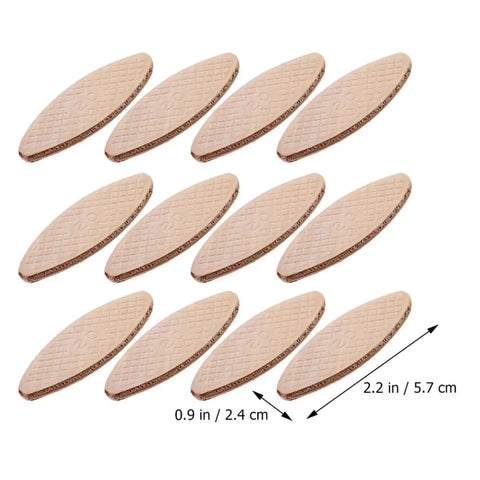 100 Piece Pack Beech Wood Joining Biscuits Deliver Rock Solid Bonds When Gluing Wooden Boards Together While Making Carpentry Work Dead Simple With Every Biscuit Joiner, natural beechwood biscuits, oval shape, 0.9 x 2.2 in