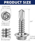 Size Twelve Hex Washer Head Self Drilling Screws With Piercing Tips For Quick Sheet Metal And Lumber Jobs Stainless Steel 410 size dimensions guide