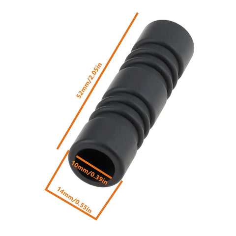 Anti Scald Silicone Steam Wand Sleeve 10mm 2 Pack, black, dimensions shown, compatible with commercial espresso machines.