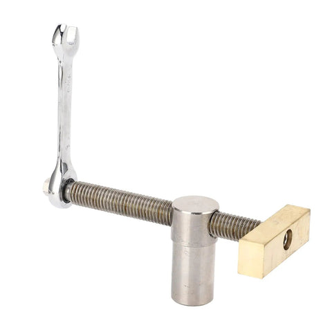 2 Pack Bench Dog Clamps For 20mm Or 7.9 Inch Holes, Stainless steel body with brass block construction, side view of clamp