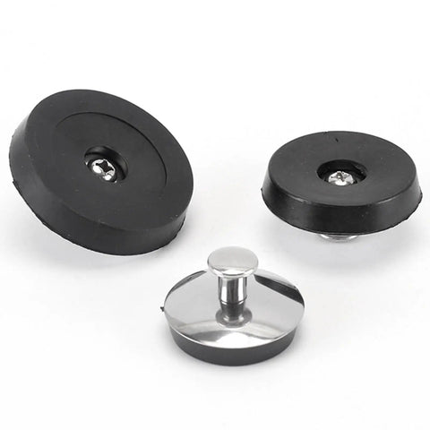 Universals Bath Basins Waste Plug, Washbasin Bath Plug, M in rubber and stainless steel, featuring three different sizes.